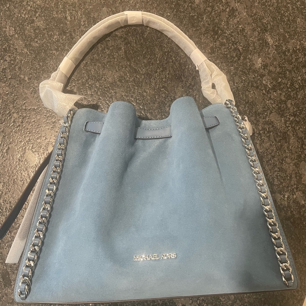Michael Kors Mina - Blue Suede Women's Bag